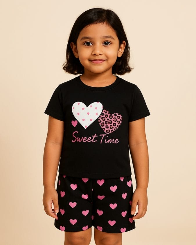 Sweet Time Black Baby Set – T-Shirt & Shorts - Alyson Outfit