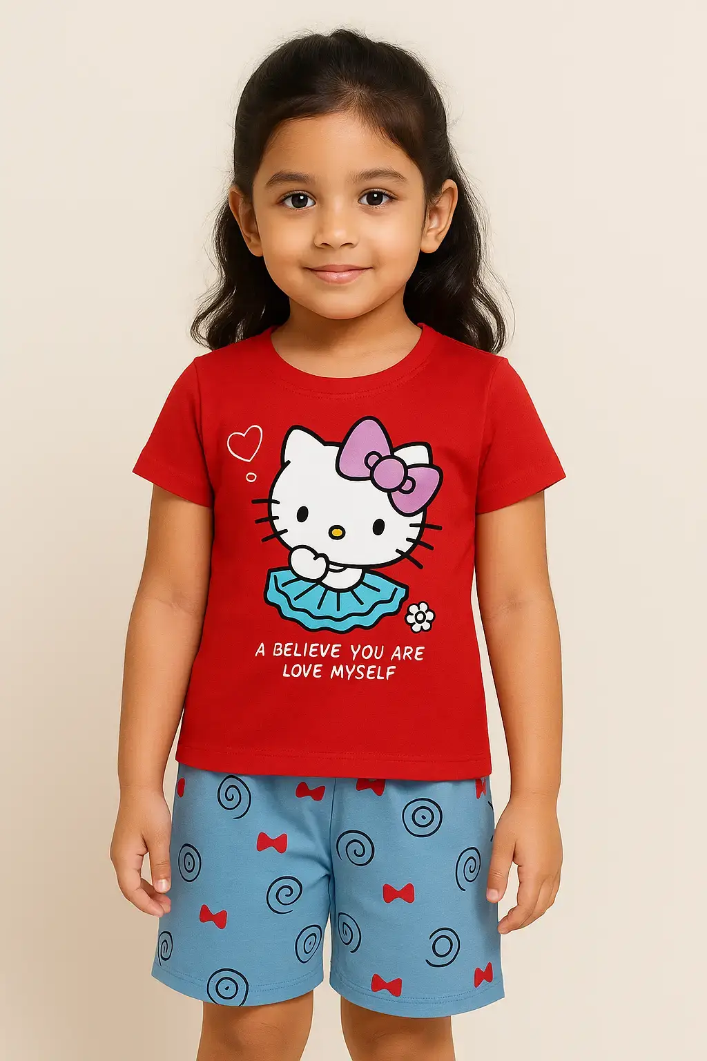 Hello Kitty red kids girl summer set T-shirt and shorts