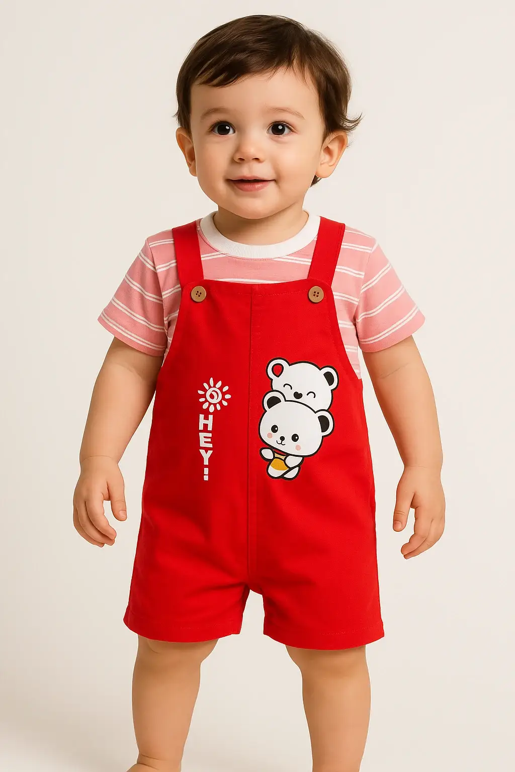 Baby-Boy-Pink-Striped-T-Shirt-with-Red-Bear-Print-Overalls-–-Stylish-Comfortable-Romper-Set-1