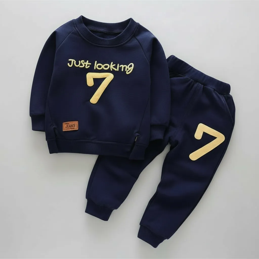 just looking 7 navy blue kids winter set with matching pant