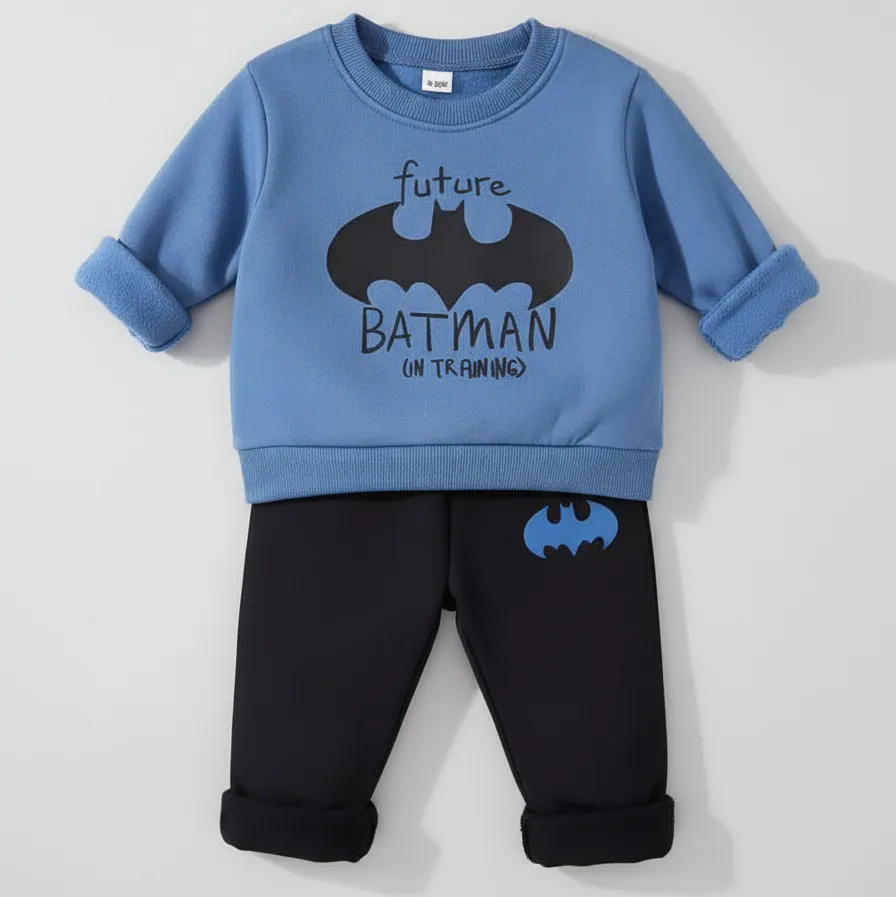 future batman kids winter hoodie jogger set for boys