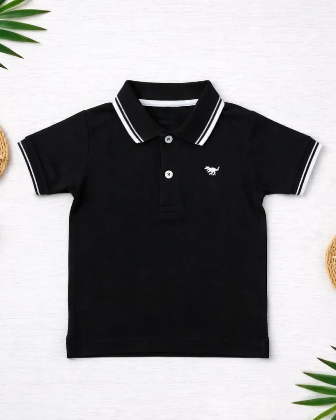 Boys Classic Black Polo T-Shirt – Soft Cotton Casual Wear