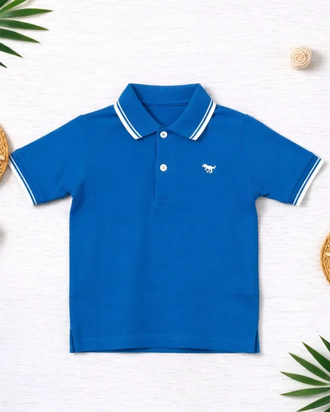 Boys Classic Blue Polo T-Shirt – Soft Cotton Summer Wear