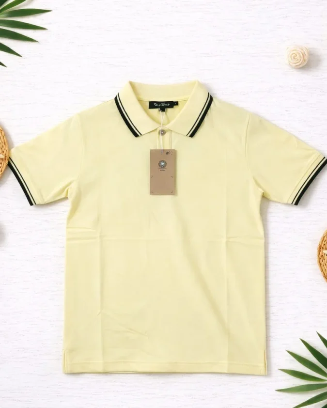 Light Yellow Boys Polo T-Shirt Front View 2-16Y