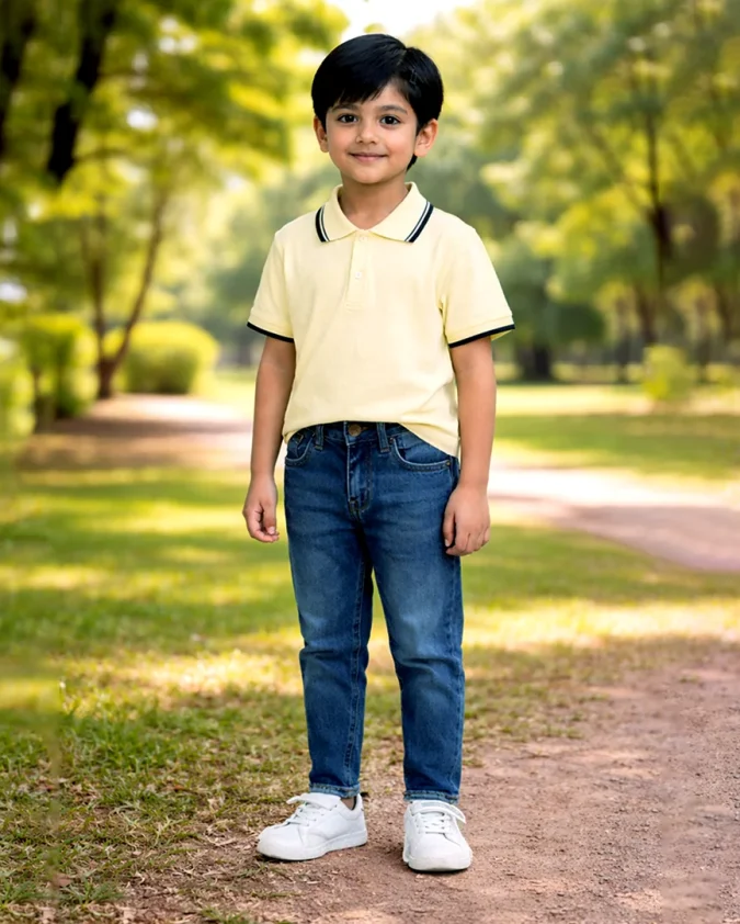 Boys Light Yellow Polo T-Shirt 2-16Y Soft Cotton Summer Wear