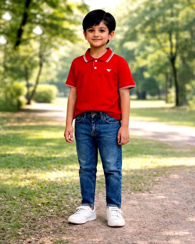 Boys Red Polo T-Shirt 2-16Y Soft Cotton Summer Wear