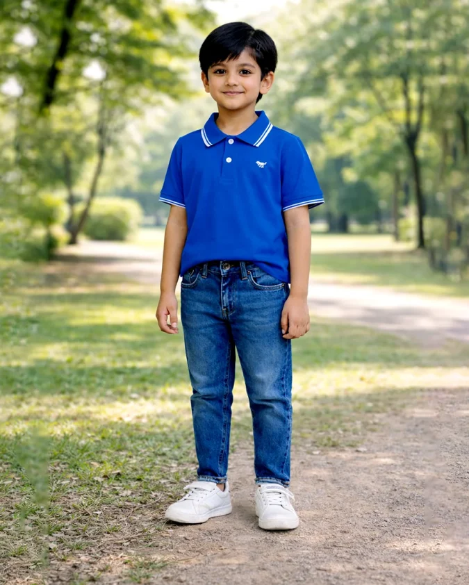 Boys Classic Blue Polo T-Shirt – Soft Cotton Summer Wear