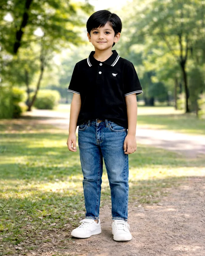 Boys Classic Black Polo T-Shirt – Soft Cotton Casual Wear